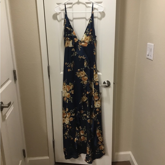 American Threads Navy and Mustard Floral Dress - Picture 1 of 3